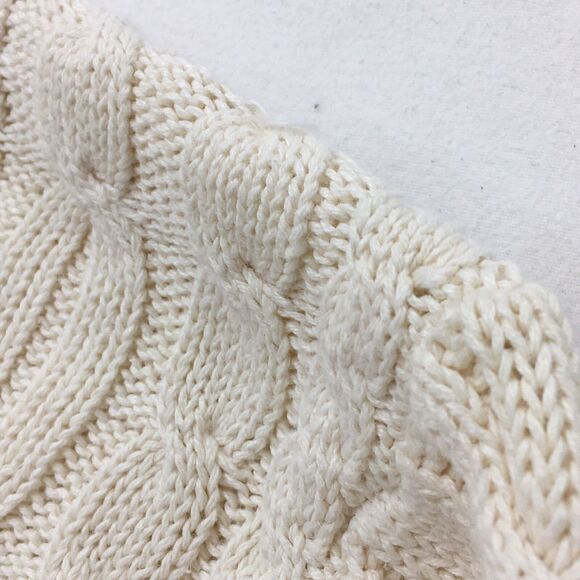 Vintage GAP Sweater Men's L Ivory Cable Knit V Neck Heavy Boxy Hong Kong Aran - Picture 16 of 16